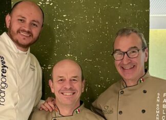 El Trujal, el restaurante que venera el aceite de oliva Los chefs Pablo San Román, Rodrigo Reyes y Marcos Reguera